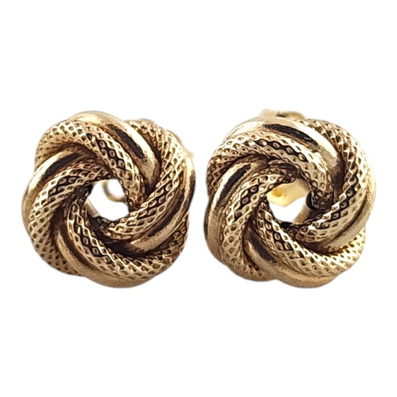 10 Karat Yellow Gold Textured Love Knot Stud Earrings #18990